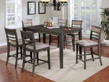Furniture of America CM3607PT-7PK Fafnir - 7 Piece Counter Height Table Set - Weathered Gray / Beige