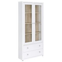 Coaster Fine Furniture 953477 Hawthorne - 4-Shelf Glass Door Tall Cabinet With Drawers - White