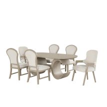 New Classic 40-D4128-D6C Gwendolyn - Oval Dining Table With 4 Side & 2 Arm Chairs - Beige / Natural