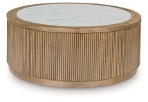 Ashley Furniture T808-8 Camdill - Round Cocktail Table - Light Brown / White