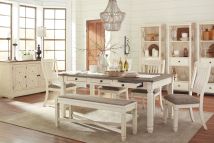 Signature Design by Ashley® D647/25/01(4)/00/60/76(3) Bolanburg - Beige - 10 Pc. - Dining Room Table, 4 Side Chairs, Bench, Server, 3 Cabinets