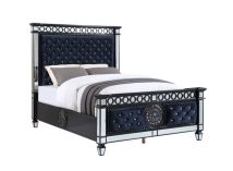 ACME BD00583EK Varian II - Eastern King Bed - Black Velvet & Black & Sliver Finish