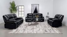 Coaster Fine Furniture 610244-S3 Camila - 3 Piece Upholstered Motion Reclining Sofa Set - Black