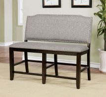 Furniture of America CM3911PBN Teagan - Counter Height Bench - Dark Walnut / Gray