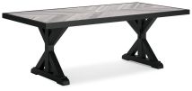 Ashley Furniture P792-625 Beachcroft - Rectangular Dining Table With Umbrella Option - Black / Light Gray