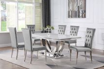 CoasterElevations 111101-S7G Kerwin - 7 Piece Rectangular Dining Table Set - Gray And Chrome