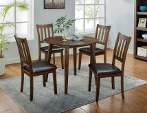 Furniture of America CM3771RT-5PK Blackwood - 5 Piece Round Dining Table Set - Walnut / Dark Brown