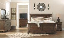Signature Design by Ashley® B719/31/36/58/56/97 Flynnter - Medium Brown - 5 Pc. - Dresser, Mirror, King Panel Bed
