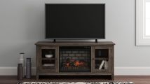Signature Design by Ashley® W275/68/W100-101 Arlenbry - Gray - LG TV Stand With Faux Firebrick Fireplace Insert