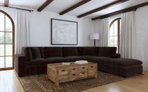 Coaster Fine Furniture 551464-SET Lakeview - 6 Piece Upholstered Modular Sectional (3 Armless Chairs, 2 Corner Sections & Ottoman) - Chocolate