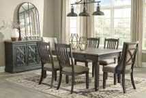 Ashley Furniture D736/25/01(4)/02(2)/60 Ashley Furniture D736/25/01(4)/02(2)/60 Tyler Creek - 8 Pc. - Dining Room Table, 4 Side Chairs, 2 Upholstered Side Chairs, Server - Dark Gray