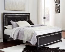 Signature Design by Ashley® B1420/57/54/95/B100-13 Kaydell - Black - Queen Upholstered Panel Bed, Roll Slats