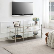 ACME LV02759 Zaba - TV Stand - Glass Top & Silver