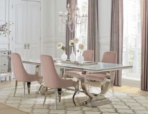 CoasterElevations 108811-S5P Antoine - 5 Piece Rectangular Glass Top Dining Table Set - Pink