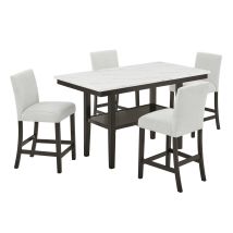 New Classic 45-D422-D4C Carissa - Rectangle Counter Table With 4 Chairs - White