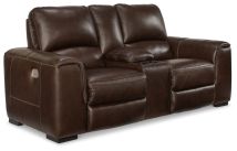 Signature Design by Ashley® U2550218 Alessandro - Walnut - Pwr Rec Loveseat/Con/Adj Hdrst