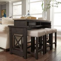Liberty Furniture 422-OT-4PCS Heatherbrook - 4 Piece Console Set (1 Console 3 Stools) - Charcoal & Ash