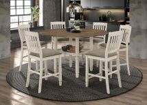 CoasterEssence 192818-S7 Sarasota - 7 Piece Drop Leaf Counter Dining Set - Rustic Cream