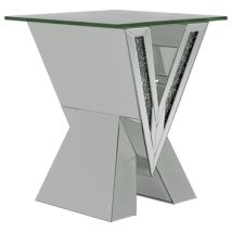CoasterElevations 723447 Taffeta - Glass Top Mirrored Acrylic End Table - Silver