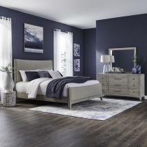 Liberty Furniture 694-BR-KCUBDM New Haven - 3 Piece Bedroom Set (California King Upholstered Bed, Dresser & Mirror) - Sanctuary White