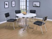 CoasterEveryday 2388-S5 Retro - 5 Piece Round Dining Table Set - White And Black
