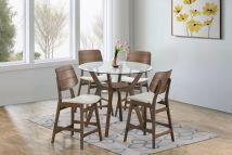 New Classic 45-D1651-DG4NC New Classic 45-D1651-DG4NC Oscar - Round Glass Counter Table With 4 Cushion Chairs - Brown / Natural