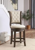 ACME 96457 Glison - Bar Chair - Beige Fabric & Walnut
