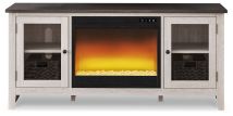 Ashley Furniture W287W2 Ashley Furniture W287W2 Dorrinson - 60" TV Stand With Fireplace Insert Glass/Stone - White / Black / Gray