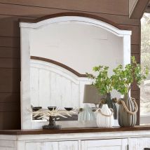 Furniture of America CM7962M Alyson - Mirror - Distressed White / Walnut
