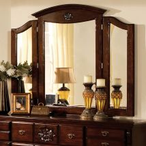 Furniture of America CM7571M Tuscan - Tri-Fold Mirror - Glossy Dark Pine