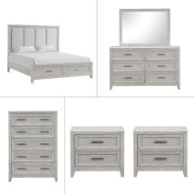New Classic 00-2442-26N New Classic 00-2442-26N Fiona - 6/0 California King 6 Piece Bedroom Set (Bed & Dresser & Mirror & Chest & 2 Nightstands) - Gray