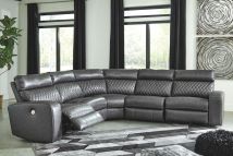 Signature Design by Ashley® 55203/58/19/77/46/62 Samperstone - Gray - Zero Wall Recliners 5 Pc Sectional