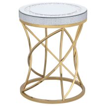 CoasterEveryday 710367 Elise - Round Mirror Top Stainless Steel End Table - Gold