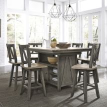 Liberty Furniture 62-CD-7GTS Liberty Furniture 62-CD-7GTS Lindsey Farm - 7 Piece Gathering Table Set - Gray & Sandstone