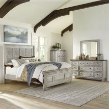 Liberty Furniture 824-BR-OCPBDMC Heartland - 4 Piece Bedroom Set (California King Panel Bed, Dresser & Mirror, Chest) - White