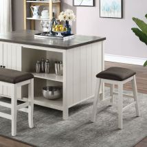 Furniture of America CM3498PT-TABLE Heidelberg - Counter Height Table - Off-White / Dark Gray
