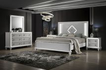 New Classic 00-1583-25N New Classic 00-1583-25N Stardust - 6/0 Western King 5 Piece Bedroom Set (Bed & Dresser & Mirror & 2 Nightstands) - White