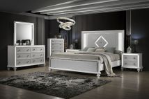 New Classic 00-1583-26N New Classic 00-1583-26N Stardust - 6/0 Western King 6 Piece Bedroom Set (Bed & Dresser & Mirror & Chest & 2 Nightstands) - White