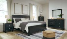 Ashley Furniture B687/31/36/56/58/97/92(2) Ashley Furniture B687/31/36/56/58/97/92(2) Lanolee - 7 Pc. - Dresser, Mirror, King Panel Bed, 2 Nightstands - Black