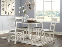 Signature Design by Ashley® D287/15T/15B/01(4) Nelling - White / Brown / Beige - 6 Pc. - Dining Room Table, 4 Side Chairs