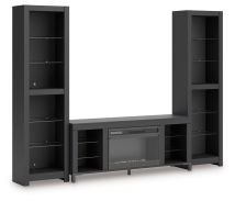 Ashley Furniture W2721W2 Cayberry - 3-Piece Entertainment Center With Electric Fireplace - Black