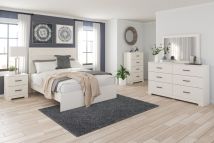Ashley Furniture B2588/31/36/44/72/97/92(2) Ashley Furniture B2588/31/36/44/72/97/92(2) Stelsie - 7 Pc. - Dresser, Mirror, Chest, King Panel Bed, 2 Nightstands - White