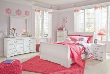 Ashley Furniture B129/31/36/87/84/88 Ashley Furniture B129/31/36/87/84/88 Anarasia - 5 Pc. - Dresser, Mirror, Full Sleigh Bed - White