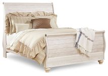 Ashley Furniture B267B4 Ashley Furniture B267B4 Willowton - Queen Sleigh Bed With Faux Plank Design - Whitewash