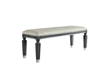 ACME 28817 House - Beatrice Bench - Two Tone Beige Fabric, Charcoal Finish