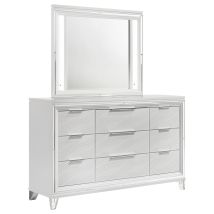 Coaster Fine Furniture 224963M Marmore - 9-Drawer Dresser And LED Mirror - White