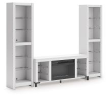 Ashley Furniture W2722W1 Brollevi - 3-Piece Entertainment Center With Fireplace - White