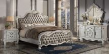 ACME BD01321CK Versailles II - California King Bed - Vintage Gray Vintage Gray PU & Bone White Finsih