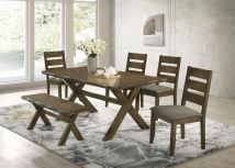 CoasterEveryday 106381-S6 Alston - 6 Piece Rectangular Dining Table Set - Knotty Nutmeg