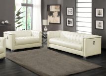 CoasterElevations 505391-S2 Chaviano - 2 Piece Upholstered Track Arm Sofa Set - Pearl White